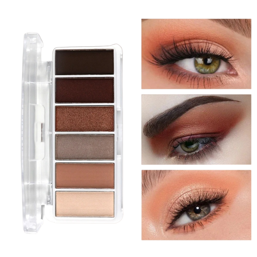 Paleta de sombras de ojos con purpurina, 6 colores, 8,5 x 3,7 x 1,1 cm