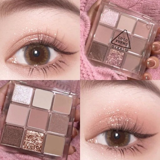 Paleta de sombras de ojos con purpurina, 9 colores, sombras de ojos brillantes, sombras ultra pigmentadas