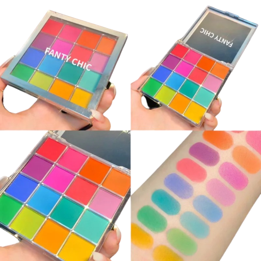 Paleta de sombras mate 16 cores Sombras brilhantes Sombras mate Sombras ultra pigmentadas Longa duração À prova de água