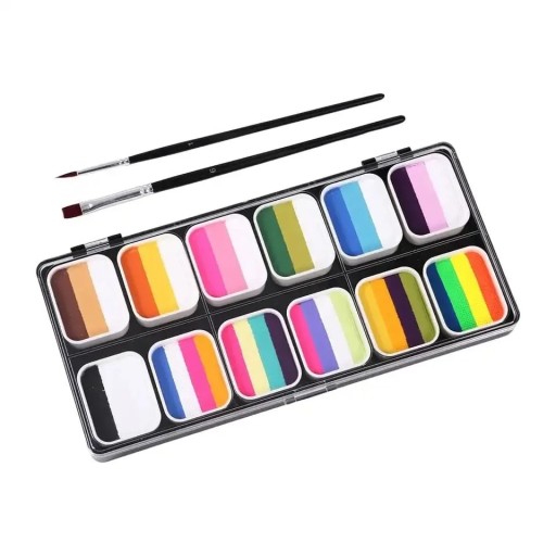 Paleta de varios colores para rostro y cuerpo Pintura facial profesional Paleta con pinceles Maquillaje de Halloween