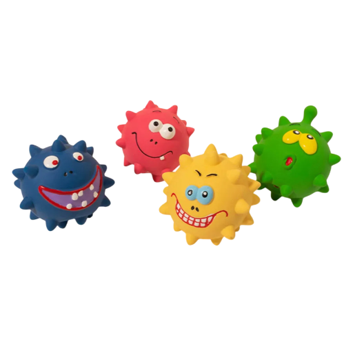 Palla di gomma fischiante per cani 7,5 x 7,5 cm con punte per la pulizia dei denti Resistente ai morsi