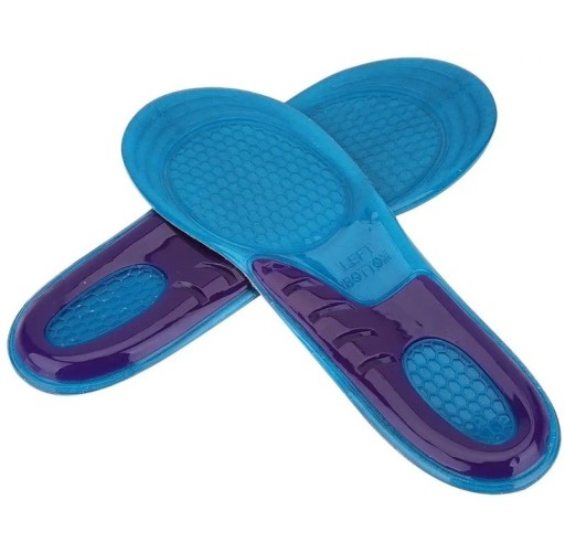 Palmilhas de gel para sapatos Cor azul Amortecimento Conforto Ergonométrico Suporte para arco Alívio das pernas Caminhada saudável