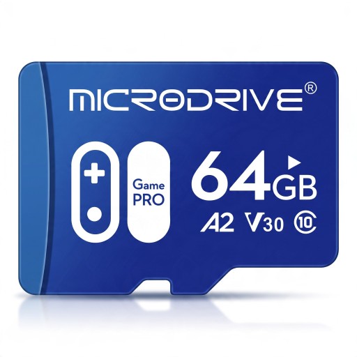 Pamäťová karta Microdrive Micro SD 64 GB Vysokorýchlostná A2 V30 Trieda 10 Game PRO 1,5 x 1,1 cm Modrá Na hry videá fotky a dáta
