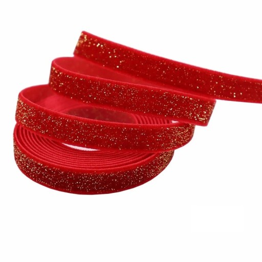 Panglica rosie cu sclipici 10 mm x 4,6 m Panglica decorativa pentru cadouri Panglica decorativa stralucitoare Decoratiuni de Craciun Artizanat