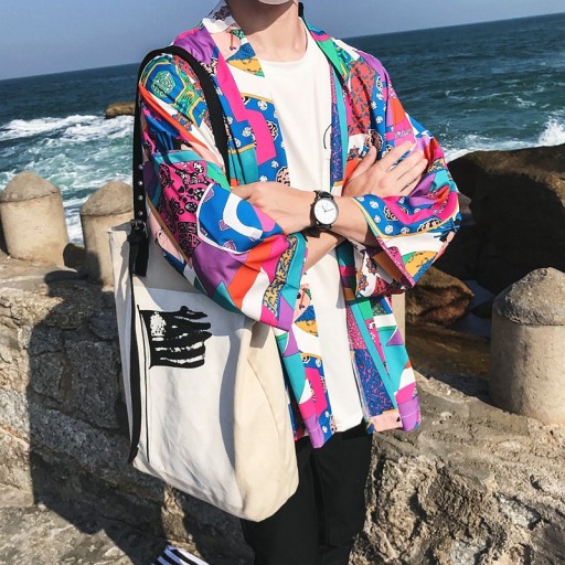 Pánská barevná bunda s japonskými motivy
