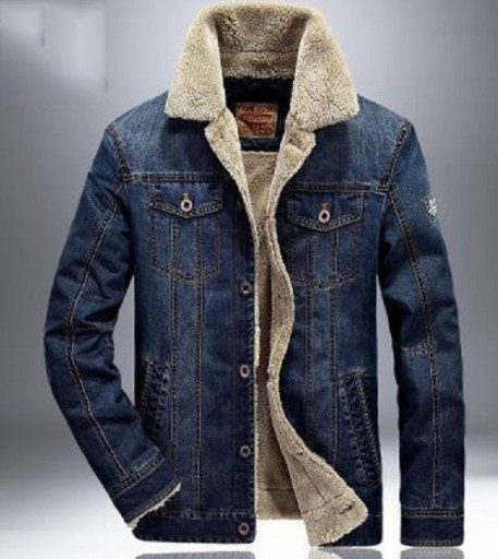 Pánska džínsová bunda s kožuchom J1415
