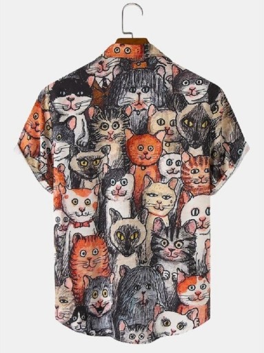 Pánska košeľa s mačkami F640