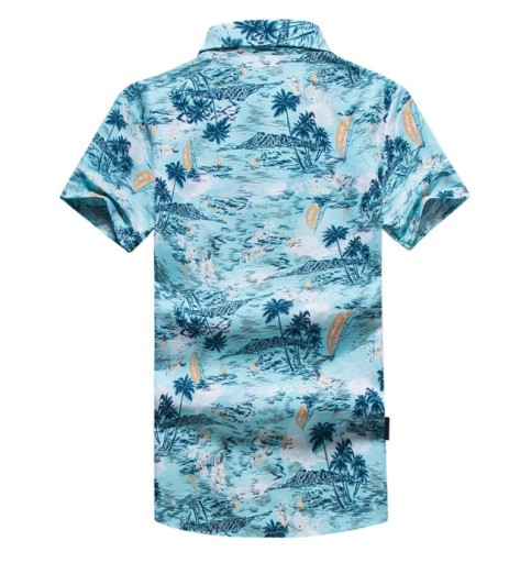 Pánská košile s letním potiskem - Modrá