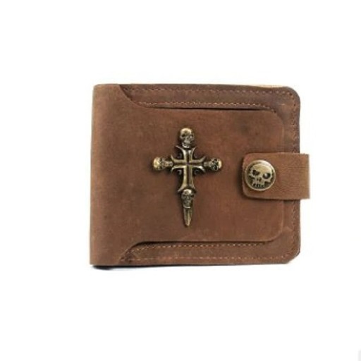 Pánska kožená peňaženka s lebkami M326
