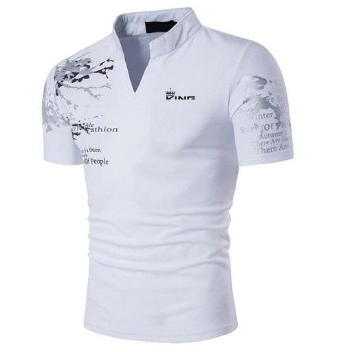 Pánska polokošile s krátkym rukávom Jednofarebná Potlač KING na hrudníku Límeček Polyester Klasický strih