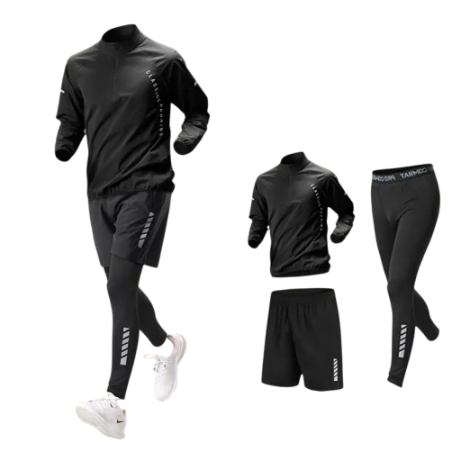 Pánska športová súprava legíny, kraťasy, mikina, polyester, spandex