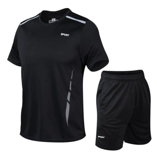 Pánska športová súprava Tričko s krátkym rukávom Kraťasy Jednofarebná Polyester Fitness beh tréning voľný čas