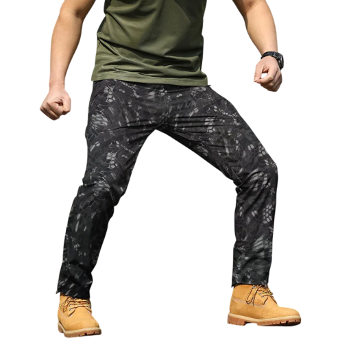 Pánské černé maskáčové taktické kalhoty Slim Fit Voděodolné tréninkové kalhoty Prodyšné kalhoty na sport Outdoor vojenský styl
