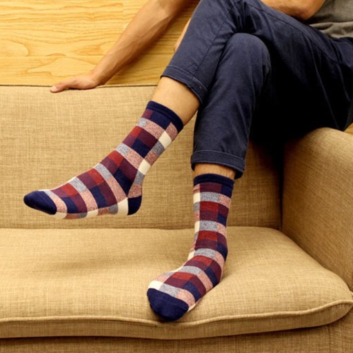 Pánské kostkované ponožky A2485
