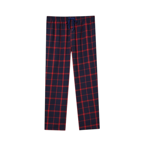 Pánske pyžamové nohavice dlhé kockovaný vzor elastický pás bavlna polyester červená modrá pohodlné spanie domáce nosenie