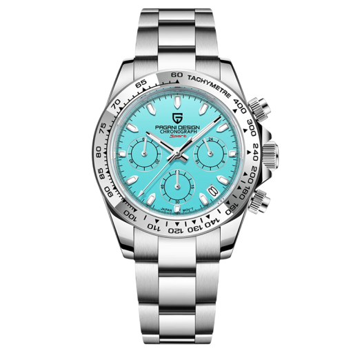 Pánske quartzové hodinky s chronografom Zafírové sklo 40 mm ciferník Nerezové puzdro Vodeodolné Odolné proti nárazom Opasok 21 cm