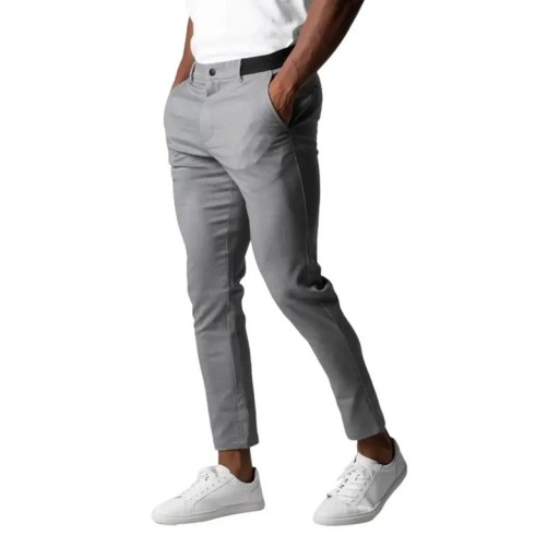 Pánské společenské kalhoty s kapsami Jednobarevné Elegantní rovný střih POLYESTER Stylové pohodlné kalhoty pro muže do práce kanceláře i na slavnostní akce