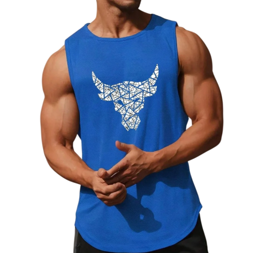 Pánske tílko jednofarebné s kulatým výstrihom O Potlač býka Polyester Ľahký športový top na leto pre voľný čas fitness