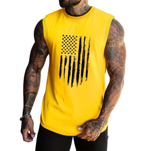 Pánské tílko s kulatým výstřihem O Potisk americké vlajky Polyester Lehký letní top na sport volný čas město