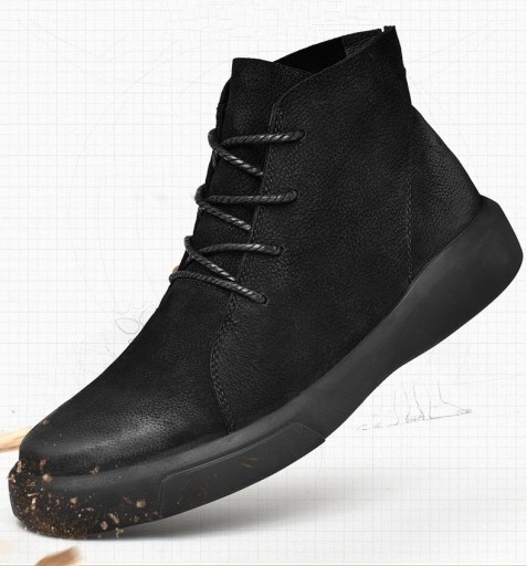 Pánske zimné kožené topánky na šnurovanie J1544