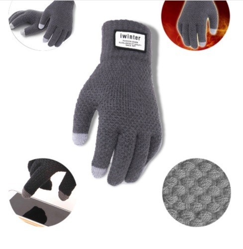 Pánske zimné pletené rukavice na dotykový displej J2214