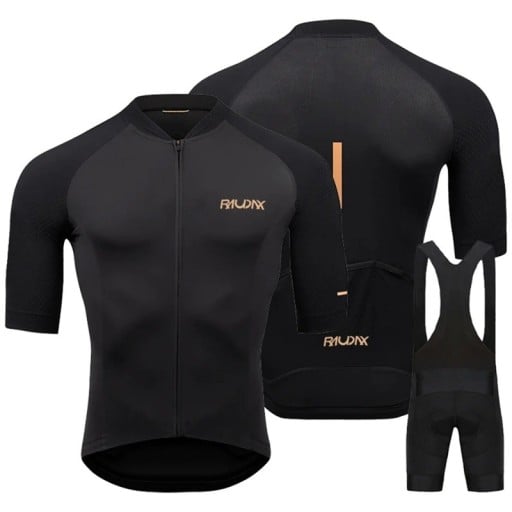 Pánský cyklistikai szett RAUDAX mez és nadrág Rövid ujj Zip Hátsó zsebek Légáteresztő anyag Lycra spandex és poliészter Kerékpározáshoz