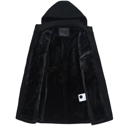 Pánský dlouhý kabát s kožíškem J1550