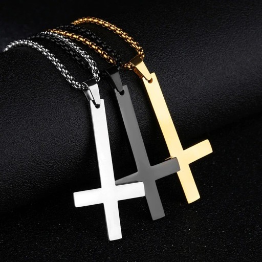 Pánský náhrdelník obrácený kříž