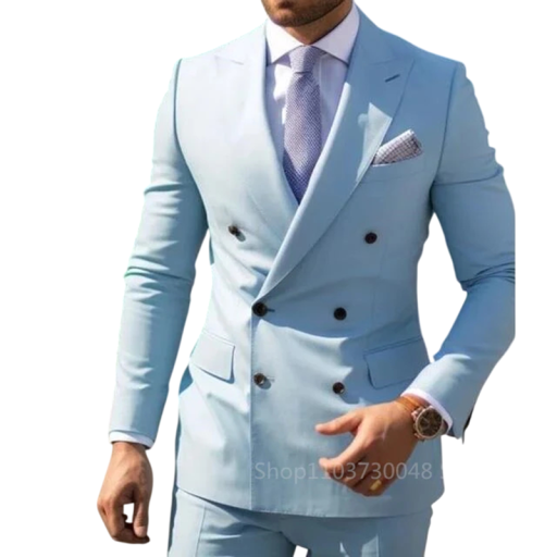 Pánský set z bavlny a vlny Elegantní sada saka a kalhot pro muže Jednobarevný formální komplet s kapsami a knoflíky Stylový oblek v různých barvách