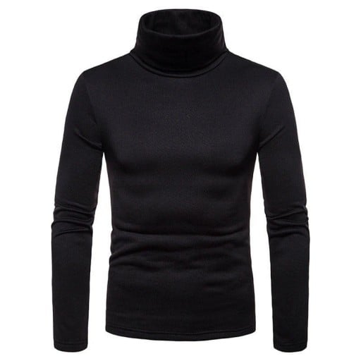 Pánsky sveter s dlhým rukávom a rolákem Slim fit Jednofarebný pletený sveter Elegantné módne oblečenie Jesenný zimný sveter Polyester