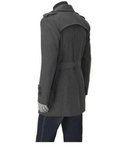Pánský zimní kabát s páskem J1569