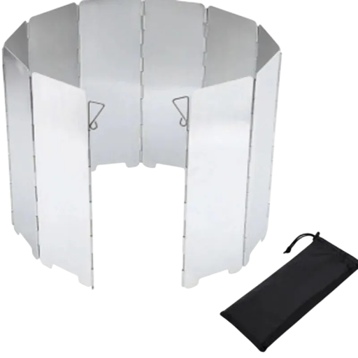 Pantalla frontal plegable ultraligera de aluminio para estufas 10 paneles Paraviento para cocinar al aire libre Estufa de camping con bolsa