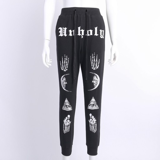 Pantalón deportivo negro de mujer con estampado