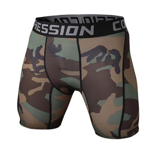 Pantalones cortos de compresión para hombre con estampado militar