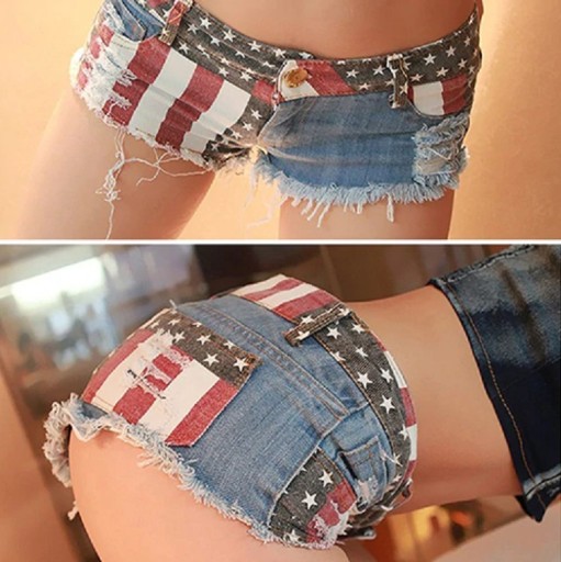 Pantalones cortos de mujer con bandera de EE. UU.