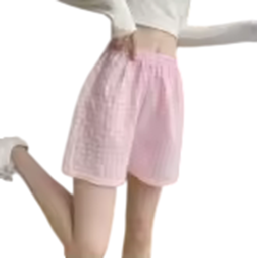 Pantalones cortos de mujer de cintura alta con goma elástica, corte holgado, algodón, poliéster, lisos y de cuadros, pantalones cortos cómodos de verano