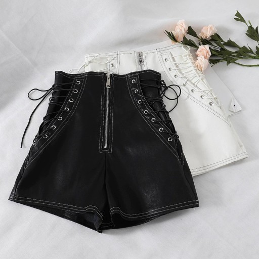 Pantalones cortos de piel sintética para mujer A720