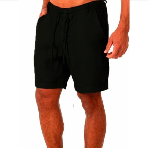 Pantalones cortos de verano de lino transpirable para hombre con cordón Material ligero Ajuste holgado Pantalones cortos elegantes y cómodos para clima cálido