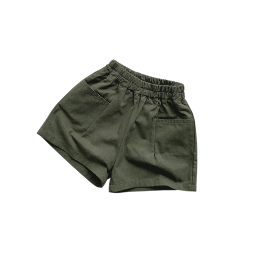 Pantalones cortos de verano para niños de algodón con bolsillos y cintura elástica, pantalones cortos sueltos para chicos y chicas