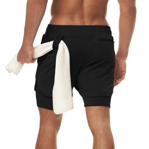 Pantalones cortos deportivos de verano de doble capa para hombre, de secado rápido, para correr y hacer ejercicio, transpirables, ligeros y con forro.