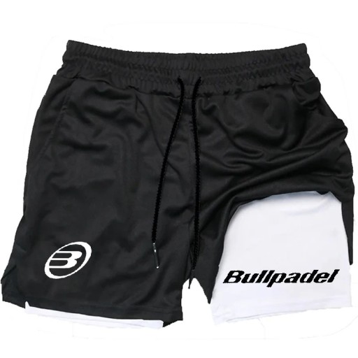 Pantalones deportivos de secado rápido de doble capa para hombre, pantalones cortos de bádminton para correr al aire libre en verano, cintura elástica con cordón ajustable
