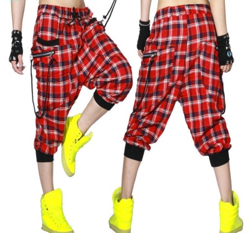 Pantalones harén de cuadros para mujer