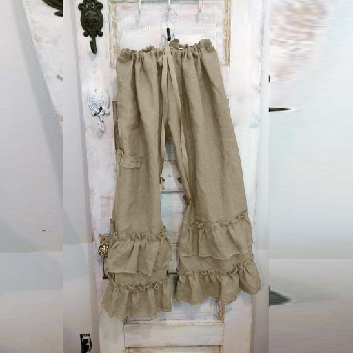Pantalones holgados de mujer con volantes