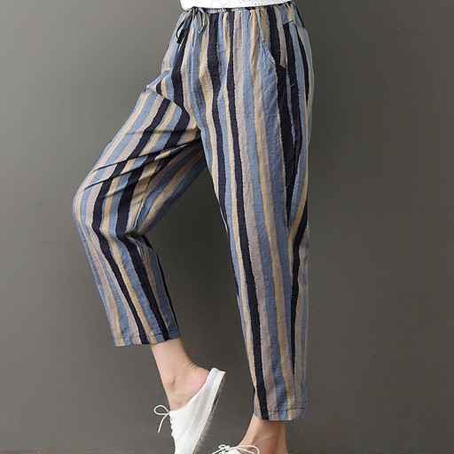 Pantalones holgados de rayas para mujer
