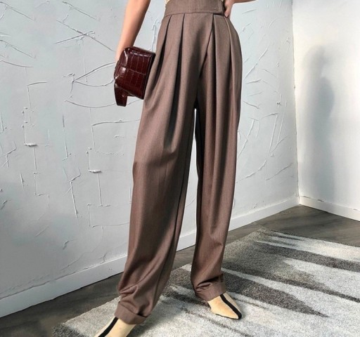 Pantalones largos de cintura alta para mujer