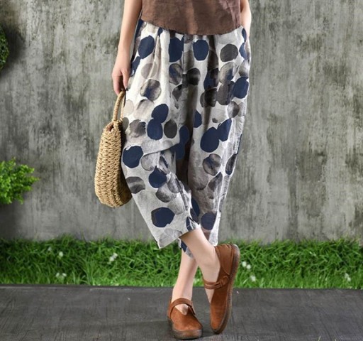 Pantaloni 3/4 da donna con pois