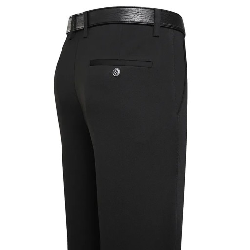 Pantaloni bărbați eleganți cu buzunare Croi drept Elegant Unicolor POLIESTER SPANDEX Pantaloni confortabili pentru bărbați la birou sau la petreceri