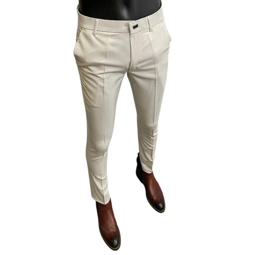 Pantaloni bărbați eleganți cu buzunare Unicolor Croi drept BUMBAC POLIESTER SPANDEX Pantaloni confortabili pentru bărbați la birou și la ocazii formale