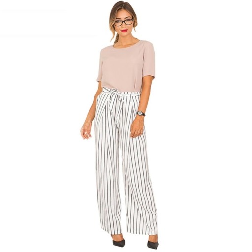 Pantaloni bianchi a righe da donna