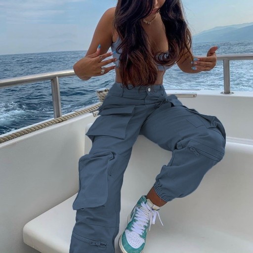 Pantaloni cargo da donna blu